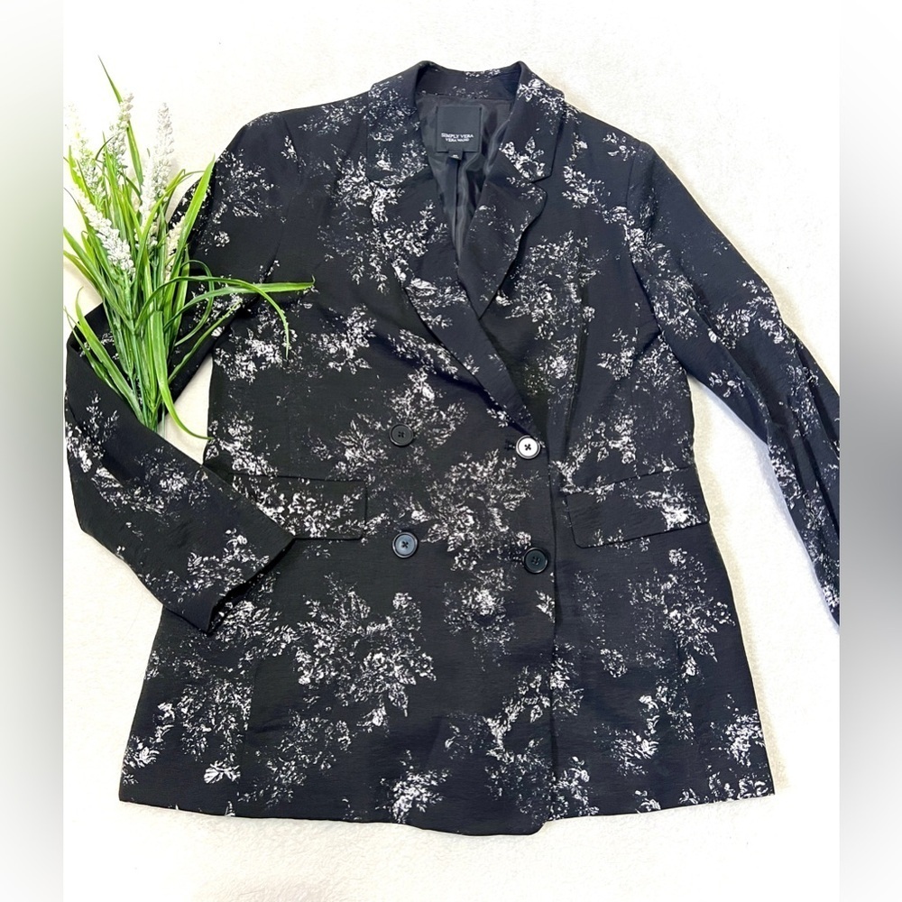 Simply Vera Wang Oversized Floral Double Breasted Blazer - Size XS